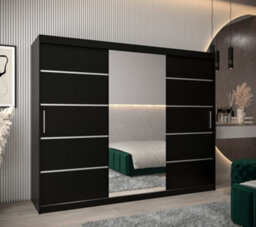 Arte Verona 02 Contemporary 3 Mirrored Sliding Door Wardrobe 9 Shelves 2 Rails Black Matt (H)2000mm (W)2500mm (D)620mm - thumbnail 2