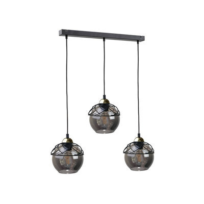 Luminosa Lighting Luminosa Mera Bar Pendant Ceiling Light Black, 60Cm, 3X E27