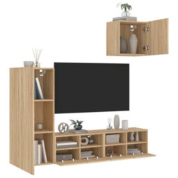 Berkfield Versatile 4 Piece Tv Wall Units Sonoma Oak Engineered Wood - thumbnail 2