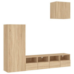 Berkfield Versatile 4 Piece Tv Wall Units Sonoma Oak Engineered Wood