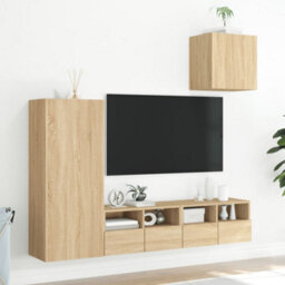 Berkfield Versatile 4 Piece Tv Wall Units Sonoma Oak Engineered Wood - thumbnail 3