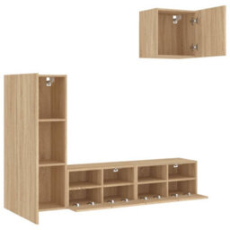 Berkfield Versatile 4 Piece Tv Wall Units Sonoma Oak Engineered Wood - thumbnail 4