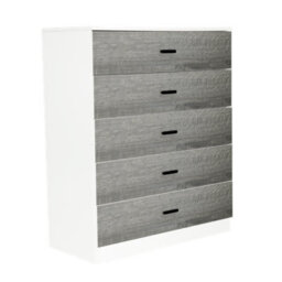 Urbnliving Height 90.5Cm 5 Drawer Wooden Bedroom Chest Cabinet Modern White Carcass And Ash Grey Drawers Wide Storage Cupboard - thumbnail 4