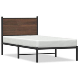Berkfield Metal Bed Frame Without Mattress Brown Oak 75X190 Cm Small Single - thumbnail 2