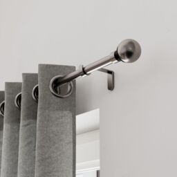 GoodHome Athens Satin Grey Nickel Effect Extendable Ball Double Curtain Pole Set Set, (L)1200mm-2100mm (Dia)19mm - thumbnail 5