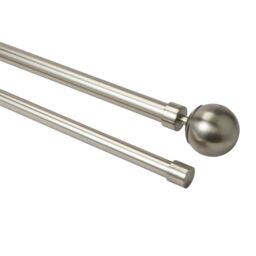 GoodHome Athens Satin Grey Nickel Effect Extendable Ball Double Curtain Pole Set Set, (L)1200mm-2100mm (Dia)19mm - thumbnail 2