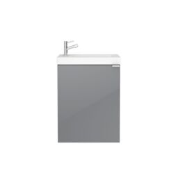 GoodHome Imandra Gloss Grey Single Wall-Mounted Bathroom Cloakroom Unit (H) 550mm (W) 436mm - thumbnail 3