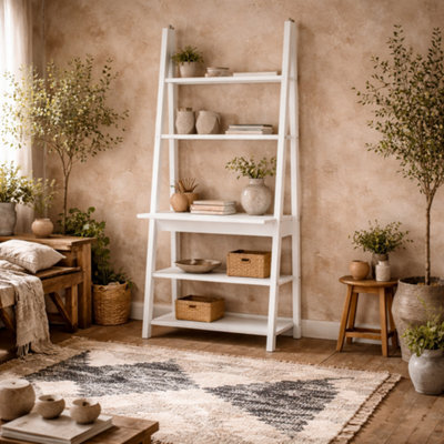Wyld Haus Athy White Wooden Ladder Desk With 3 Shelves - image 1
