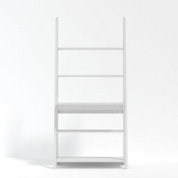 Wyld Haus Athy White Wooden Ladder Desk With 3 Shelves - thumbnail 2