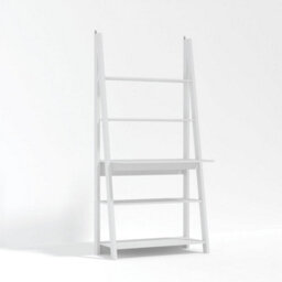 Wyld Haus Athy White Wooden Ladder Desk With 3 Shelves - thumbnail 3