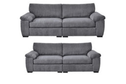 BlissFurniture Ltd Amalfi 3+2 Seater Split Sofa Soft Fabric In Grey - thumbnail 1