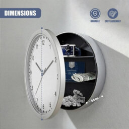 Sliver Wall Clock Hidden Safe Secret Compartment Box - thumbnail 2