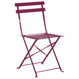 Wyld And Coco Burgundy Red Metal Folding Slatted Back 3 Piece Bistro Set - Compact Outdoor Table And 2 Folding Chairs - thumbnail 4