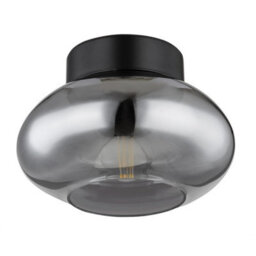 Luminosa Lighting Luminosa Shaun Globe Ceiling Light Matt Black Smoke Glass Shade 1X E27 - thumbnail 2