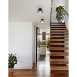 Luminosa Lighting Luminosa Shaun Globe Ceiling Light Matt Black Smoke Glass Shade 1X E27 - thumbnail 3