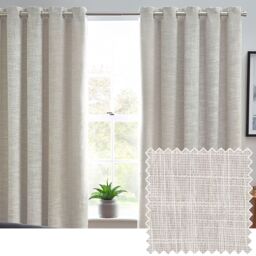 furn. Elisa Ecru Slub Lined Eyelet Curtains (W)117Cm (L)137Cm, Pair - thumbnail 5