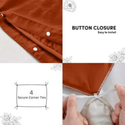 Aspire Homeware Plain Duvet Cover Set Soft Microfibre, Rust, Single (L)200Cm X (W)135Cm - thumbnail 4