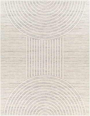 Livabliss Nora-Modern Grey Ivory High Pile Fringe Living Dining Bedroom Rug 160 X 213 Cm Easy Care, Non Shedding - image 1
