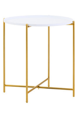 Orsina White Top Side Table, Contrasting Materials Of Side Tables By Couch, Versatile And Easy To Care Corner Table - image 1