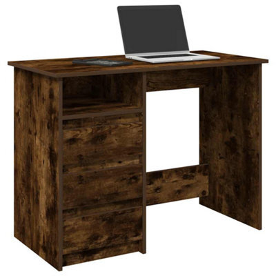 Berkfield Desk Smoked Oak 102X50X75 Cm Engineered Wood - image 1