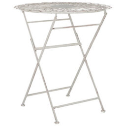 Wyld And Coco Suncrest 3-Piece Foldable Bistro Set White Metal Distressed Finish - Table And 2 Chairs - thumbnail 7