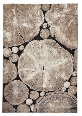 Beige/black Rug, 15mm Thickness Stain-Resistant Rug, Funky Modern Abstract Rug For Bedroom, & Dining Room-120Cm X 170Cm - image 1