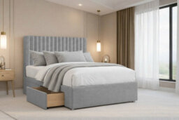 "Nexus Amalfi Plush Divan, Silver, 54"" Headboard, 2 Drawers Same Side, Open Coil Mattress, Single" - thumbnail 1