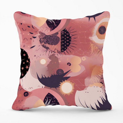 Warren Reed Designer Abstract Red Pink Pattern Outdoor Cushion 45Cm X 45Cm - image 1