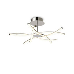 Luminosa Lighting Luminosa Aire Semi Flush, 42W Led, 3000K, 3700Lm, Silver/frosted Acrylic/polished Chrome, 3Yrs Warranty