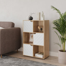 Urbn-Living 6-Cube Shelving Unit With Lined Doors - thumbnail 2
