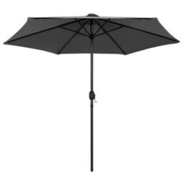 Berkfield Parasol With Led Lights And Aluminium Pole 270 Cm Anthracite - thumbnail 2