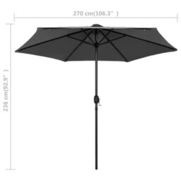 Berkfield Parasol With Led Lights And Aluminium Pole 270 Cm Anthracite - thumbnail 7