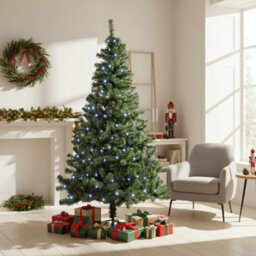 Shatchi 10Ft Prelit Green Alaskan Pine Christmas Tree Cool White Leds - thumbnail 2