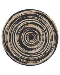 Beliani Nordic Weave Round Jute Rug 140 Cm Beige Black Braided Spiral - Boho Nordic Style - thumbnail 1