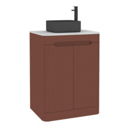 Royal Bathrooms Venice 600mm Terracotta Clay Freestanding Bathroom Countertop Vanity Unit 2 Door With Art Square Basin - thumbnail 7