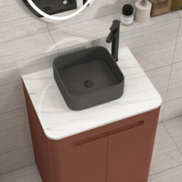 Royal Bathrooms Venice 600mm Terracotta Clay Freestanding Bathroom Countertop Vanity Unit 2 Door With Art Square Basin - thumbnail 6