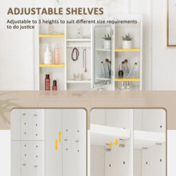 Westwood White Vanity Dressing Table Set Ample Storage Mirror Cabinet Drawers Adjust Led - thumbnail 6