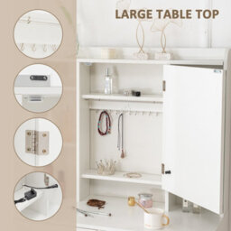 Westwood White Vanity Dressing Table Set Ample Storage Mirror Cabinet Drawers Adjust Led - thumbnail 7