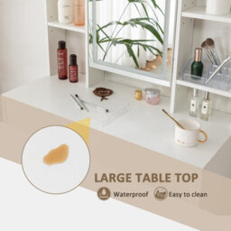 Westwood White Vanity Dressing Table Set Ample Storage Mirror Cabinet Drawers Adjust Led - thumbnail 8