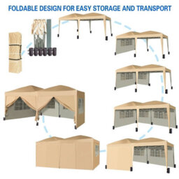 Mcc Direct 3X6 Pop Up Gazebo With Removable Sides Beige - thumbnail 4