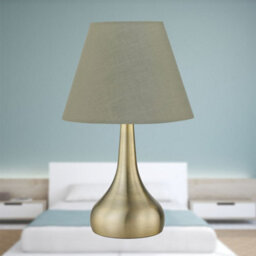 First Choice Lighting Romana - Antique Brass Touch Table Lamp With Sage Green Shade - thumbnail 3