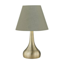 First Choice Lighting Romana - Antique Brass Touch Table Lamp With Sage Green Shade