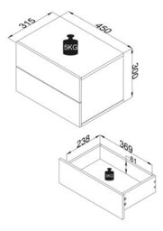 Vcm Wooden Wall Hanging Bedside Table Usal L 45 Cm - thumbnail 4