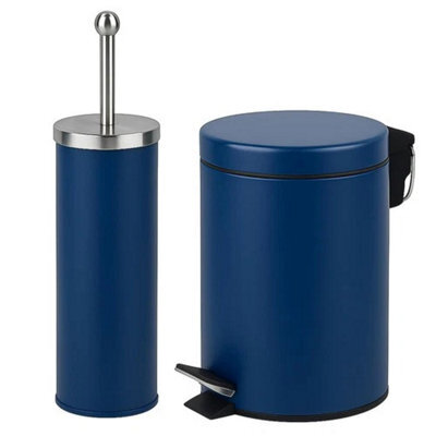 Bathroom 3L Pedal Bin And Toilet Brush Set Blue - image 1