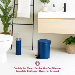 Bathroom 3L Pedal Bin And Toilet Brush Set Blue - thumbnail 5