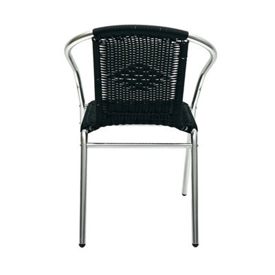 1Pc Black Rattan Stacking Armchair Bistro Outdoor Chair - image 1