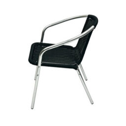 1Pc Black Rattan Stacking Armchair   Bistro Outdoor Chair - thumbnail 3