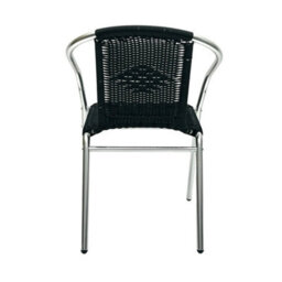 1Pc Black Rattan Stacking Armchair   Bistro Outdoor Chair - thumbnail 1