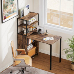 Homcom Foldable Computer Desk, Office Desk For Small Spaces, Rustic Brown - thumbnail 8