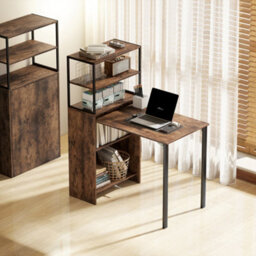Homcom Foldable Computer Desk, Office Desk For Small Spaces, Rustic Brown